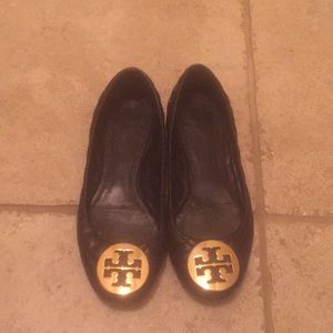 Tory Burch black quilted flats